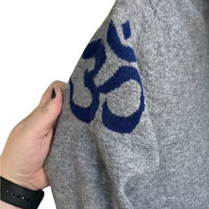 RR Ravi Ratan bespoke 100% Cashmere sweater grey w blue OM symbol EUC